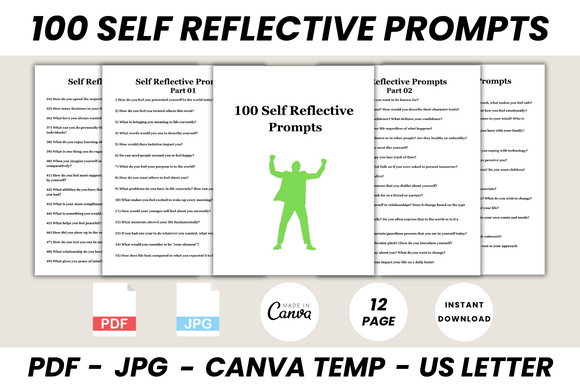 100 Self Reflective Prompts: Your Digital Template for Growth