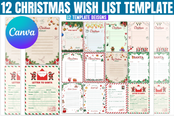 12 Editable Christmas Wish List Template: A Festive Design Asset