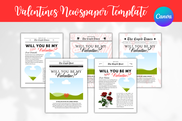 5 Valentines Newspaper Canva Bundle: Elevate Your Creative Projects