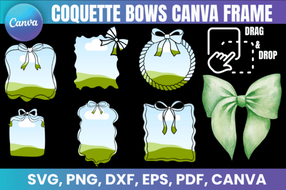 Charming Coquette Bows Canva Frame Bundle for Designers