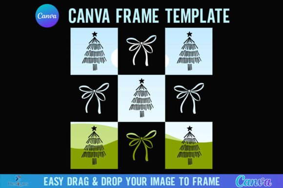 Checkered Christmas Tree Canva Frame Bow: A Festive Design Asset
