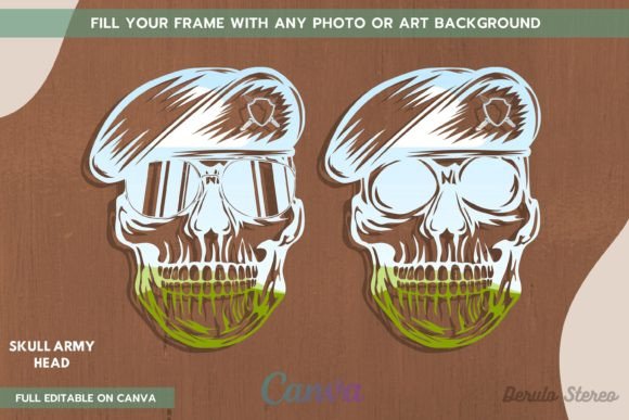 Skull Army Head Canva Frame: Bold Designs Made Easy