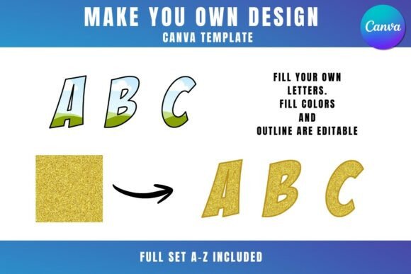 Slanted Alphabet Letter Frame a-Z Canva: Dynamic Design Assets
