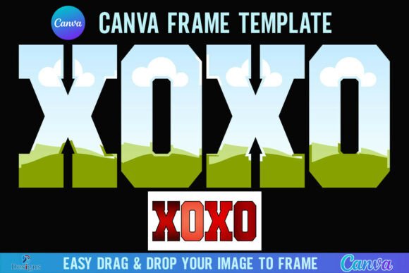 Valentine XOXO Canva Frame Varsity Heart